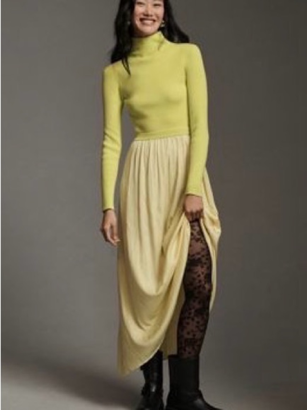 Thea mock neck sweater twofer maxi dress
